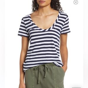 Striped Rounded V-Neck T-Shirt NWT